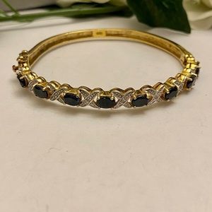 STERLING VERMEIL SAPPHIRE AND DIAMOND XO